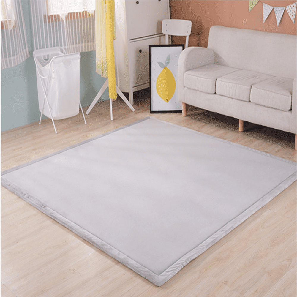 Thick Memory Foam Baby Play Mat, Soft Coral Velvet Non-Slip Backing Living Room Carpet for Versatile Use, Vacuum Compressed Moisture Resistant Mat (Coral Red)