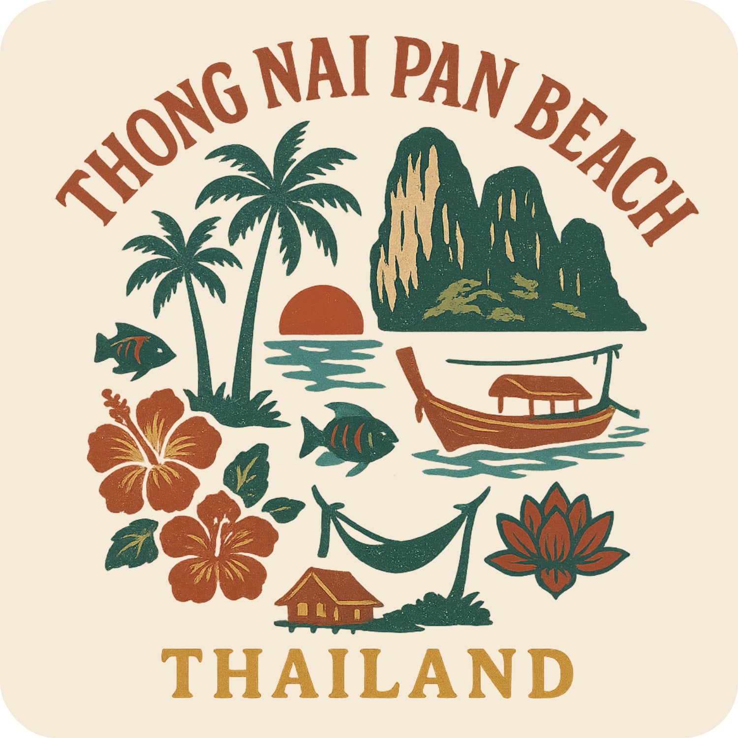 Thong NAI Pan Beach Thailand Keepsakes Souvenir Vinyl Sticker – Destination Travel Keepsake Collectible (3-Inches Wide)