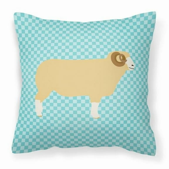 Carolines Treasures BB8154PW1414 Horned Dorset Sheep Blue Check Fabric Decorative Pillow, 14 x 14 in.
