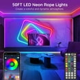 thumbnail image 2 of AILBTON Luces de cuerda LED de 50 pies, control con aplicación/remoto, luces de cuerda LED flexibles, múltiples modos, luces de neón RGB IP65 al aire libre impermeables, sincronización de música para, 2 of 5