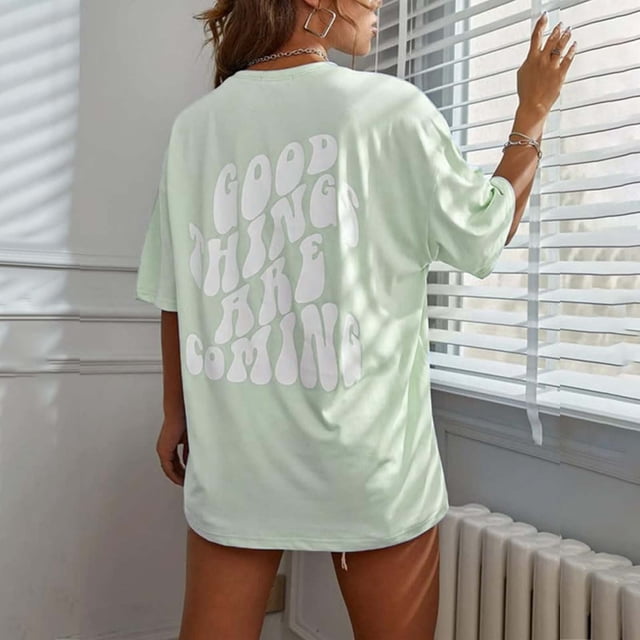 iTNHFP T-Shirts Femmes Manches Courtes Imprimé Lettre Cœur Blouse Tops