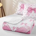 thumbnail image 4 of Homewish Cute Bowknot Twin Quilt Set For Girls,Pink Ribbon Twin Coverlet Set,2 Pieces, 4 of 7