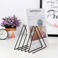thumbnail image 3 of Desktop Magazine File Holder Triangle Metal Wire Record/Book Organizer Folder Organizer Sorter Magazine Storage Decoration/Office Display Rack (Gold), 3 of 6