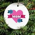thumbnail image 2 of DistinctInk Hanging Ceramic Christmass Tree Ornament with Gold String - Great Gift / Present - 2 3/4 inch diameter - Love Mom - Flower Heart Banner, 2 of 2