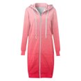 thumbnail image 5 of IROINNID Trench Coat for Women Winter Warm Coat Gradient Loose Hoodie Thermal Outerwear Knee Length Tops with Pocket,Hot Pink, 5 of 6