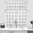 thumbnail image 2 of Danolaps Kitchen Valance,Waffle Weave Textured Farmhouse Window Treatment Decor Curtains Dyed Striped Pattern Curtain Valance With Rod Pocket Cafe Curtains,One Panel, 2 of 9