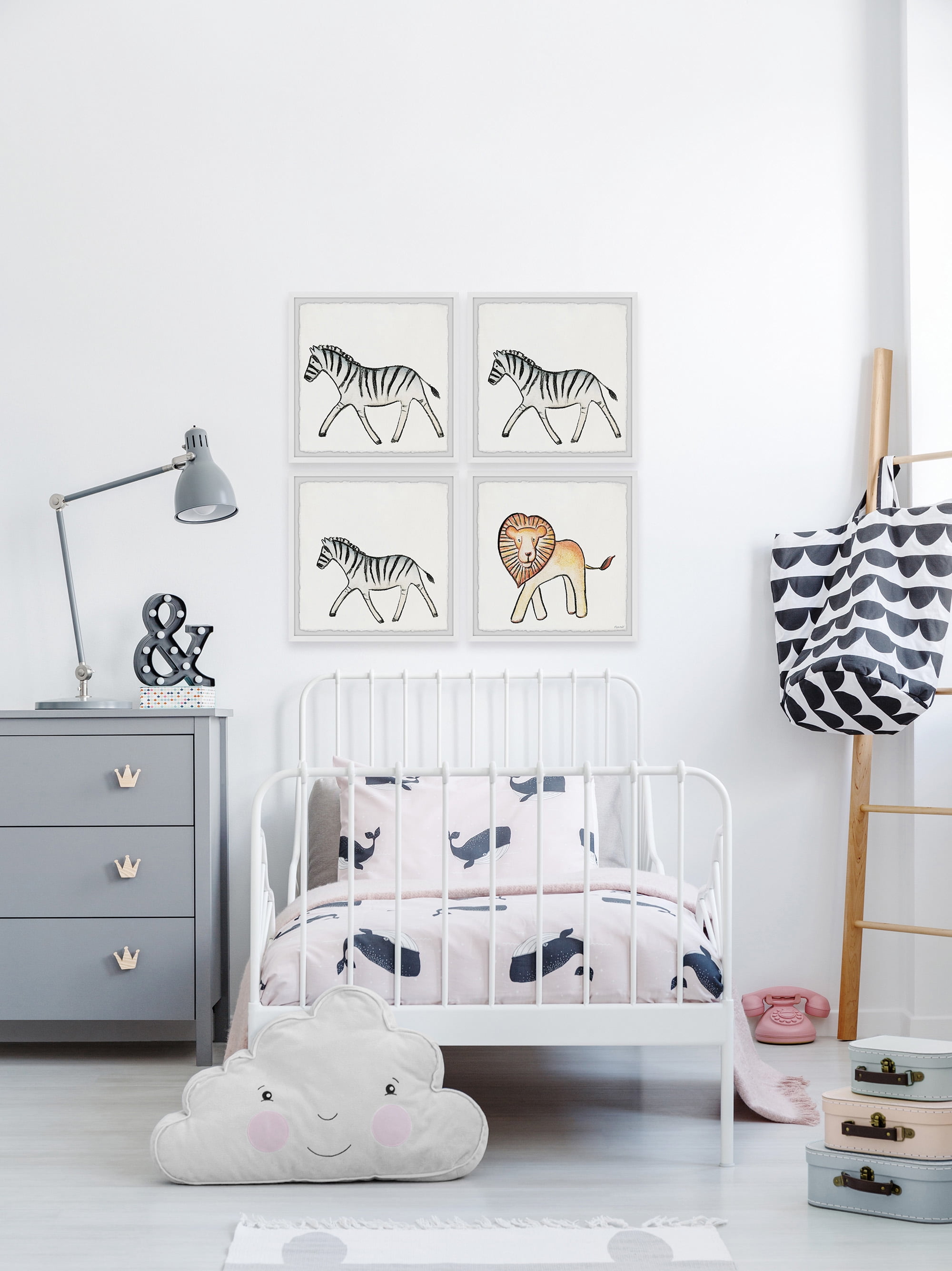 Marmont Hill Lion and the Zebras Quadriptych, 36" x 36"