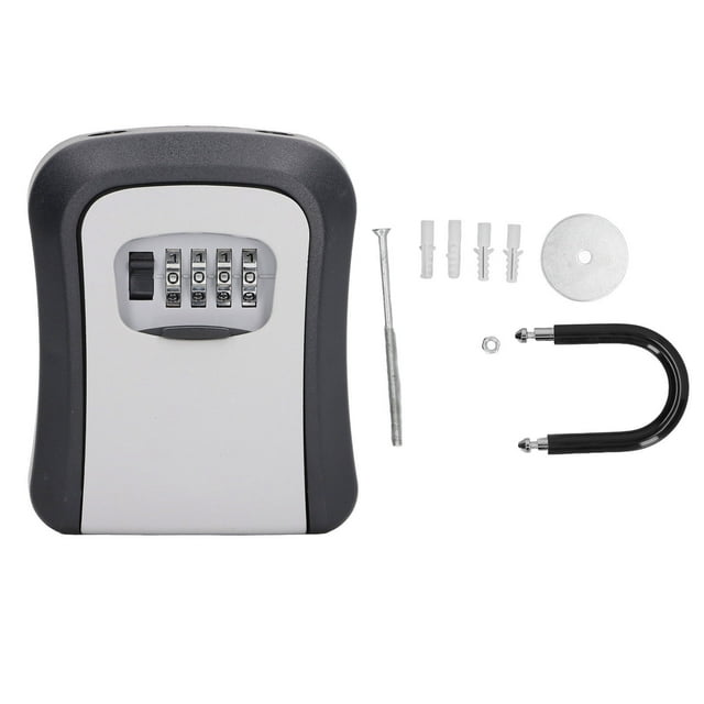 Caja de seguridad con llave de 5 pulgadas y combinación de 4 dígitos, código reiniciable, para almacenamiento seguro