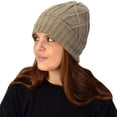 thumbnail image 4 of Sherpa Fleece Lined Unisex Diamond Knit Winter Beanie Hat Cap, 4 of 10