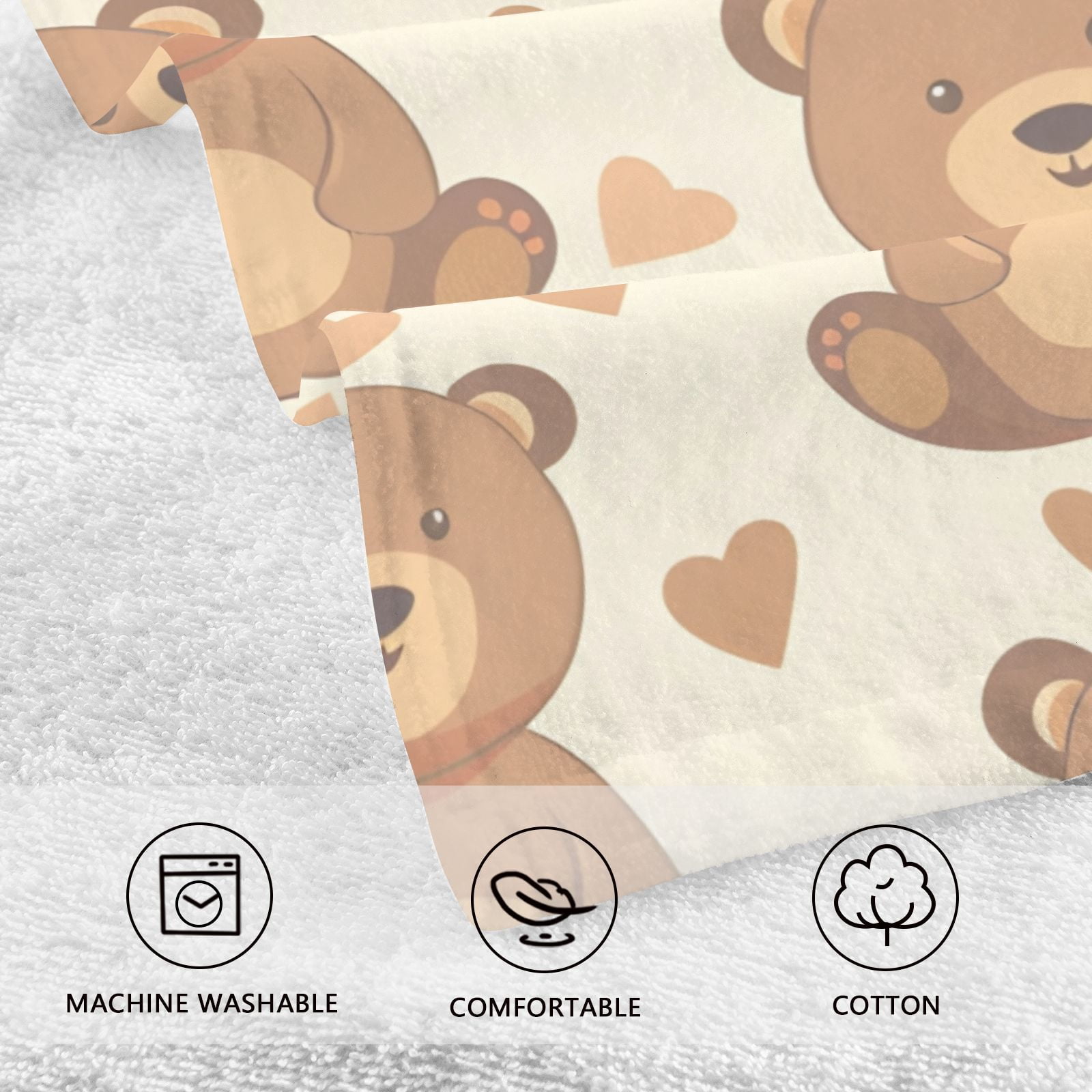 Teddy Bears Hand Towel Bath Towels Face Towels Cotton Absorbent for Home Hotel Spa Swimming Yoga Sports Decorative Towel Set of 2