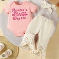 thumbnail image 2 of Ymyiu Newborn Clothes for Girls Casual Girls Clothing Set Short Sleeve Prints Romper Bodysuit Pants Headbands Outfits Set for Girl 3 6 Months (Pink,3-6 Months), 2 of 9