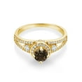 thumbnail image 2 of Gem Stone King 18K Yellow Gold Plated Silver Brown Smoky Quartz Engagement Ring for Women (1.44 Cttw, Round 5MM, Gemstone Birthstone, Size 7), 2 of 4