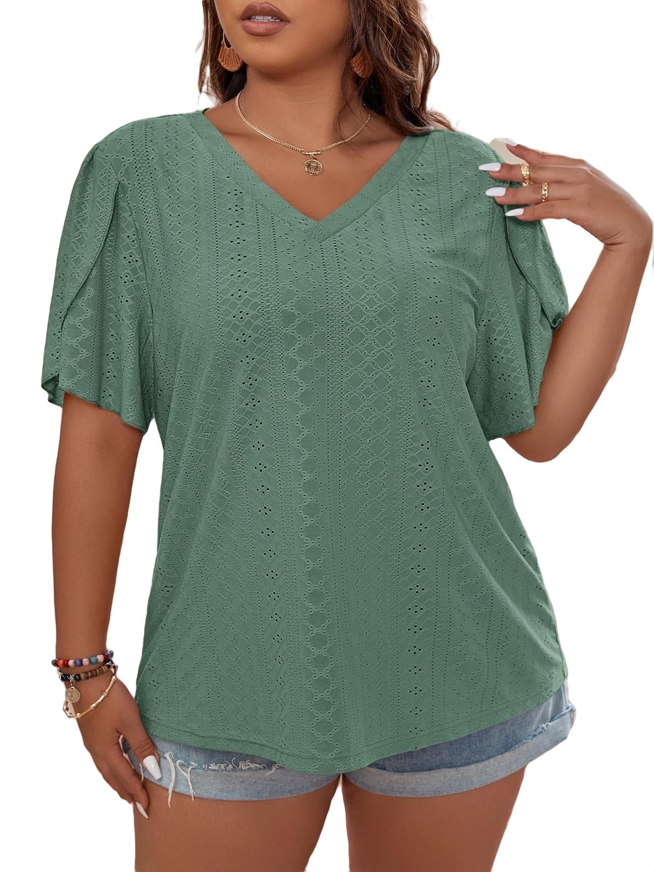 mint green plus size tops
