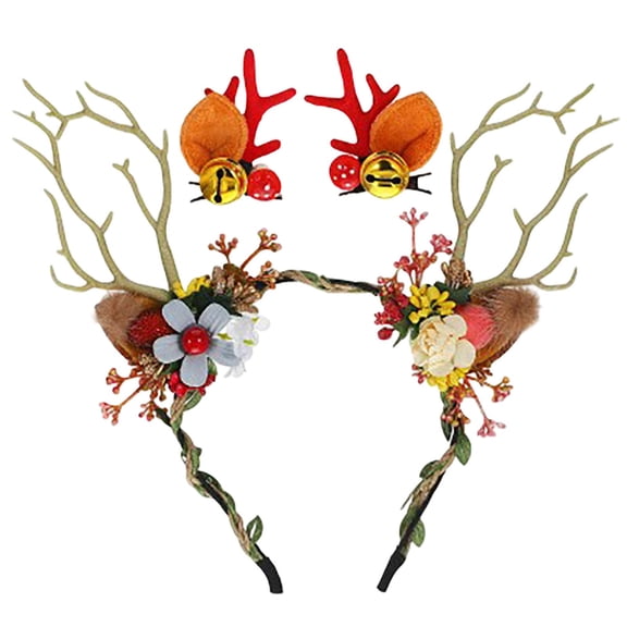 DHFJKG Reindeer Antlers Headband For Women Big Animal Antler Ears Headbands For Christmas Halloween Holiday Party Accessories