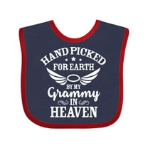 Inktastic Handpicked for Earth by My Grammy in Heaven with Angel Wings Boys or Girls Baby Bib
