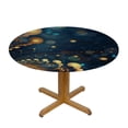 thumbnail image 3 of PIKWEEK Waterproof Resistant Fabric Round Tablecloth Gold and Blue Abstract Art White, 3 of 8