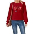 thumbnail image 2 of Wovix Women's Valentines Sweatshirt Shirts Bow Print Long Sleeve Crewneck Shirt Oversized CasuaL Loose Soft Valentine Gift Tops Trendy Streetwear, 2 of 6