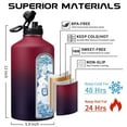 thumbnail image 5 of Insulated Water Bottle 64oz - w/Paracord Handle, Straw & Spout Lids, Carrier Bag, Half Gallon Sport Stainless Steel Water Flask, 5 of 9