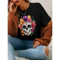 thumbnail image 2 of Casual Loose Skull Halloween Round Neck Short Sleeve Women T-Shirt, Suitable For Summer Skeleton Shirt Halloween Shirt Goth Shirt, 2 of 7