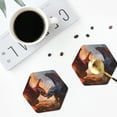 thumbnail image 4 of Lsque Lava Dragon Pattern 4" Drink Coasters Set of 4, PVC Leather Absorbent Coasters, Table Coaster Set Decorative Coffee Cup Coasters Housewarming Gift -Hexagon, 4 of 6