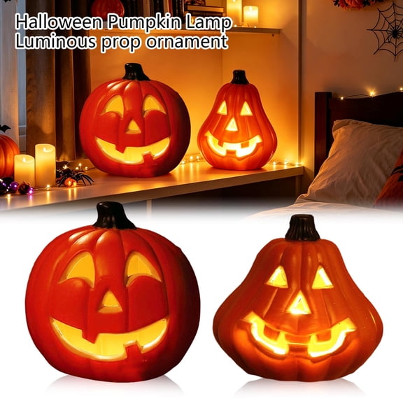 Halloween Pumpkin Decor Light Up Jack O Lantern for Front Porch Outdoor Fall Decoration Plastic Light Up Pumpkin for Home Entryway
