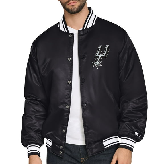 Men's Starter  Black San Antonio Spurs Triangle Full-Snap Varsity Jacket