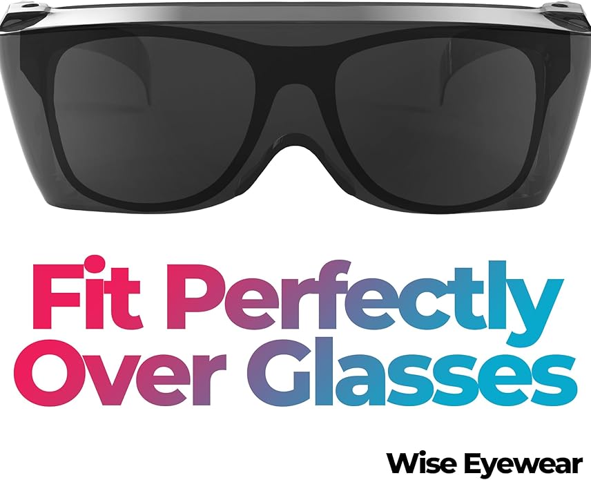 Wise Eyewear Cover-Ups Black Fit Over Sunglasses - Wrap Around Sunglasses - People Who Wear Prescription Glasses in the Sun (Black)