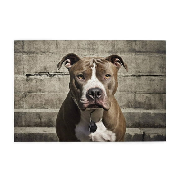 500 piece Majestic Pitbull Dog Jigsaw Puzzle For Adults – Captivating Wooden Canine Art, Challenging Brain Game, Relaxing Stress Relief Activity & Unique Gift Idea
