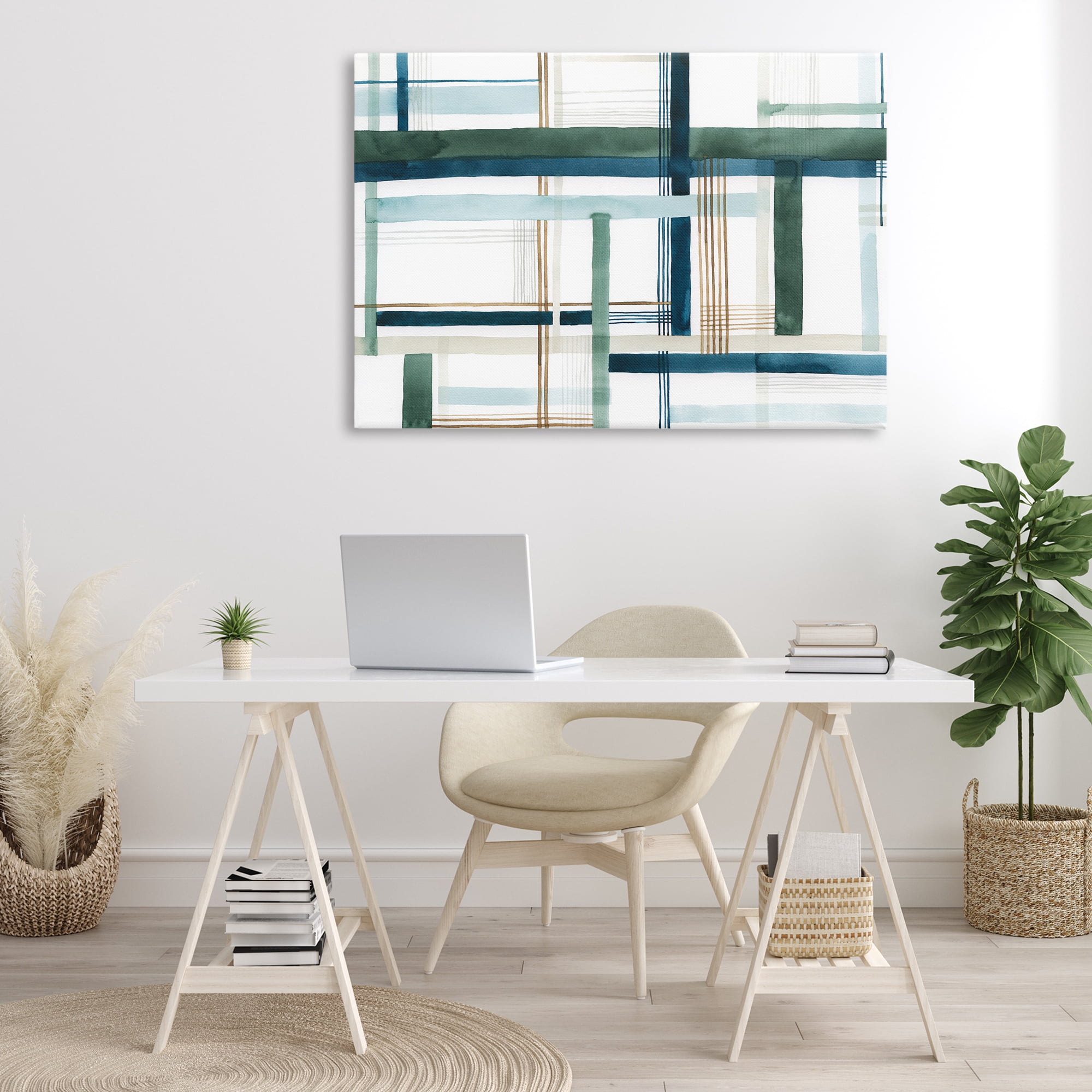 Stupell Industries Layered Woven Pattern Abstract Painting Gallery Wrapped Canvas Art Print Wall Art, 45 x 30
