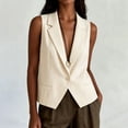 thumbnail image 5 of JGGSPWM Womens Sleeveless Single Button Blazer Vest Open Front Lightweight Casual Blazer Fashion Work Office Waistcoat Vest Beige XXL, 5 of 6