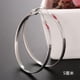 thumbnail image 1 of Granjero Gordo Pendientes adecuados para hombres y mujeres, pendientes de aro lisos y grandes (plata, 5 cm), 1 of 5