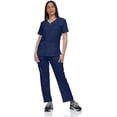 thumbnail image 2 of Scrub Set Top and Pants with 4 Pockets Stretch Fabric Lightweight Nurse Uniform Set for Home Attendant, 2 of 5