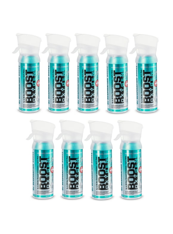 Boost Oxygen 3 Liter Pocket Sized Canned Oxygen, Menthol Eucalyptus (9 Set)