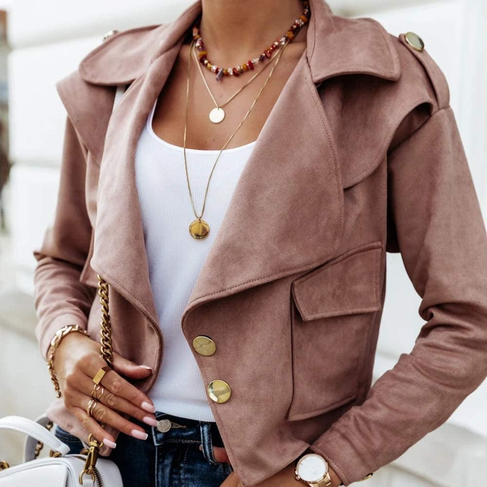 yayagoli Women Suede Suit Short Jacket 