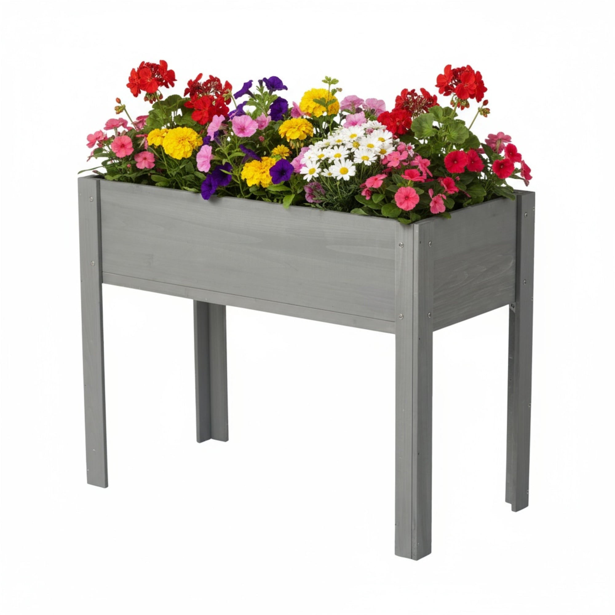 Leumius 40x20x31 Inch Raised Garden Bed with Legs, Elevated Wooden Planter Box for Outdoor Plants Flowers Fruits Vegetable Herb Growing Grey