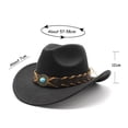thumbnail image 2 of AJGRHE Classic Western Cowboy Hat Cowgirl Hat Unisex Men's & Women's Wide Brim Felt Fedora Hat Flat Top with Buckle Belt Light Gray One Size, 2 of 3