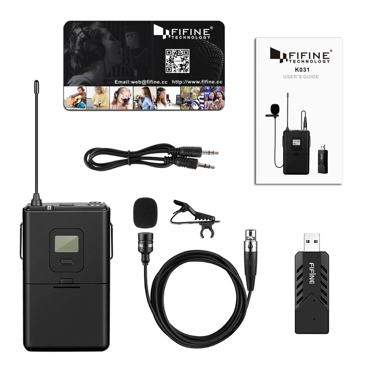 fifine wireless microphone for pc & mac lavalier clip-on unidirectional with usb