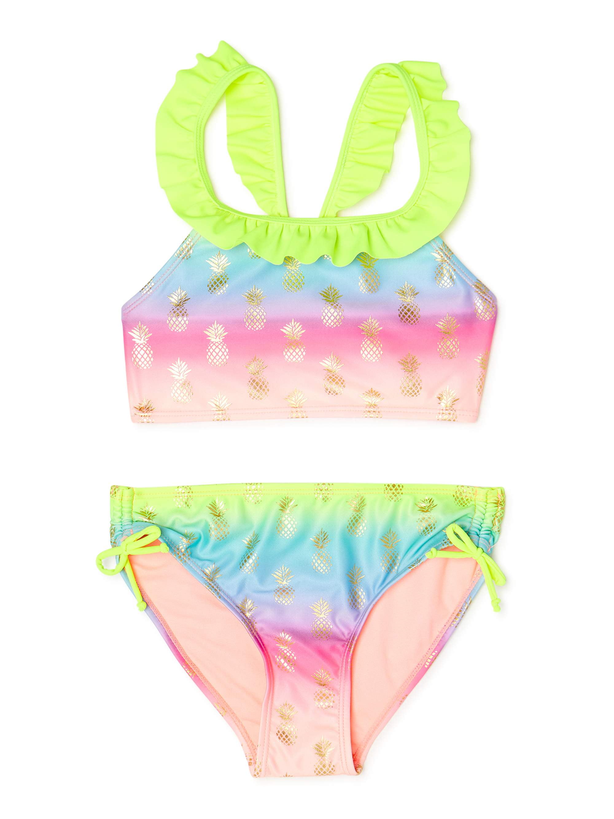 XOXO Girls Pineapple Ruffled Bikini Swimsuit, Sizes 4-16 - Walmart.com