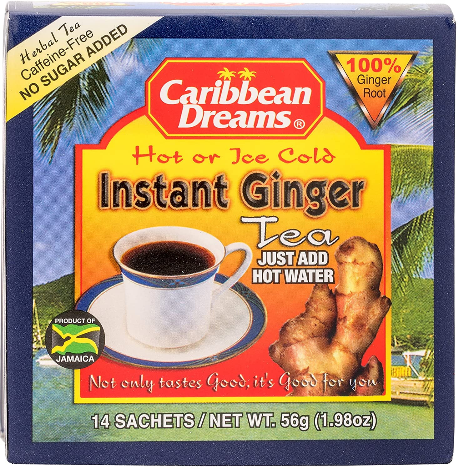 Caribbean Dreams Instant Ginger Tea UnSweetened 14 Sachets