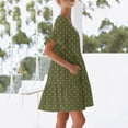 thumbnail image 6 of LOVZFMLL Summer Dresses for Women Casual Loose V Neck Short Sleeve Mini Dress Ruffle Swing Polka Dot/Boho Floral Print Beach Sundress Army Green A XL, 6 of 8