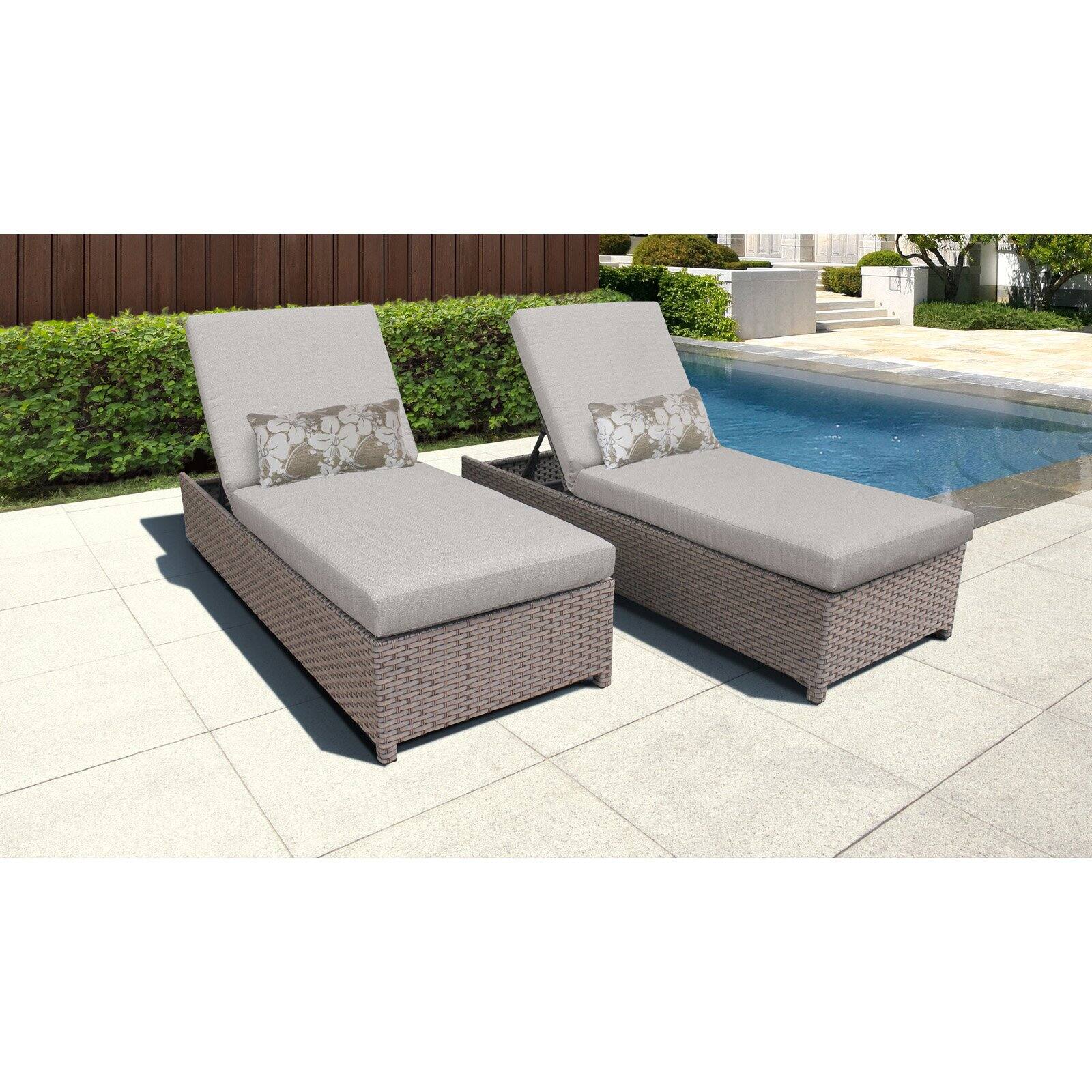 TK Classics Florence Wheeled Wicker Outdoor Chaise Lounge Chair - Set of 2 - image 4 of 11
