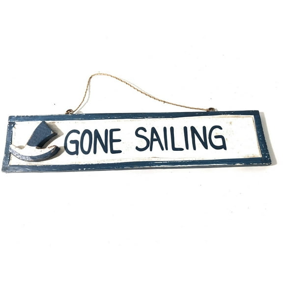 Gone Sailing 12" Sign - Rustic Coastal Decorative Blue | #ort1703730b