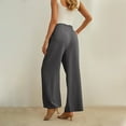 thumbnail image 4 of Besolor Women's Summer Wide Leg Pants Elastic High Waisted Belted Casual Work Trousers Loose Palazzo Pants with Pockets, 4 of 7