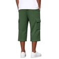 thumbnail image 5 of Nestiefly Mens Shorts Cargo Relaxed Fit Waffle Below Knee Drawstring Capri Pants Elastic Waist Work Baggy Summer Lounge Wear Dark Green 3XL, 5 of 7