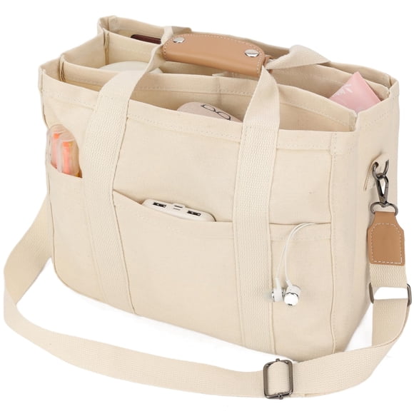 Bolso Tote Barsine de Lona Ligero con Múltiples Bolsillos 35x25x15 cm