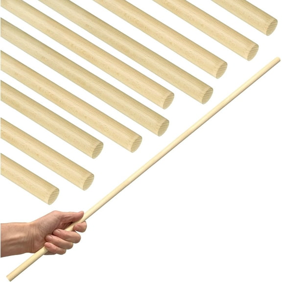 1/2 Inch x 36 Inch Natural Wood Craft Dowel Rods (24 Dowels)