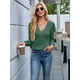 thumbnail image 4 of Blusas de Larga con Cuello en V para Mujer, Elegantes, Informales, de Otoño, con Mangas Abullonadas, Holgadas, Modernas. Verde S, 4 of 9