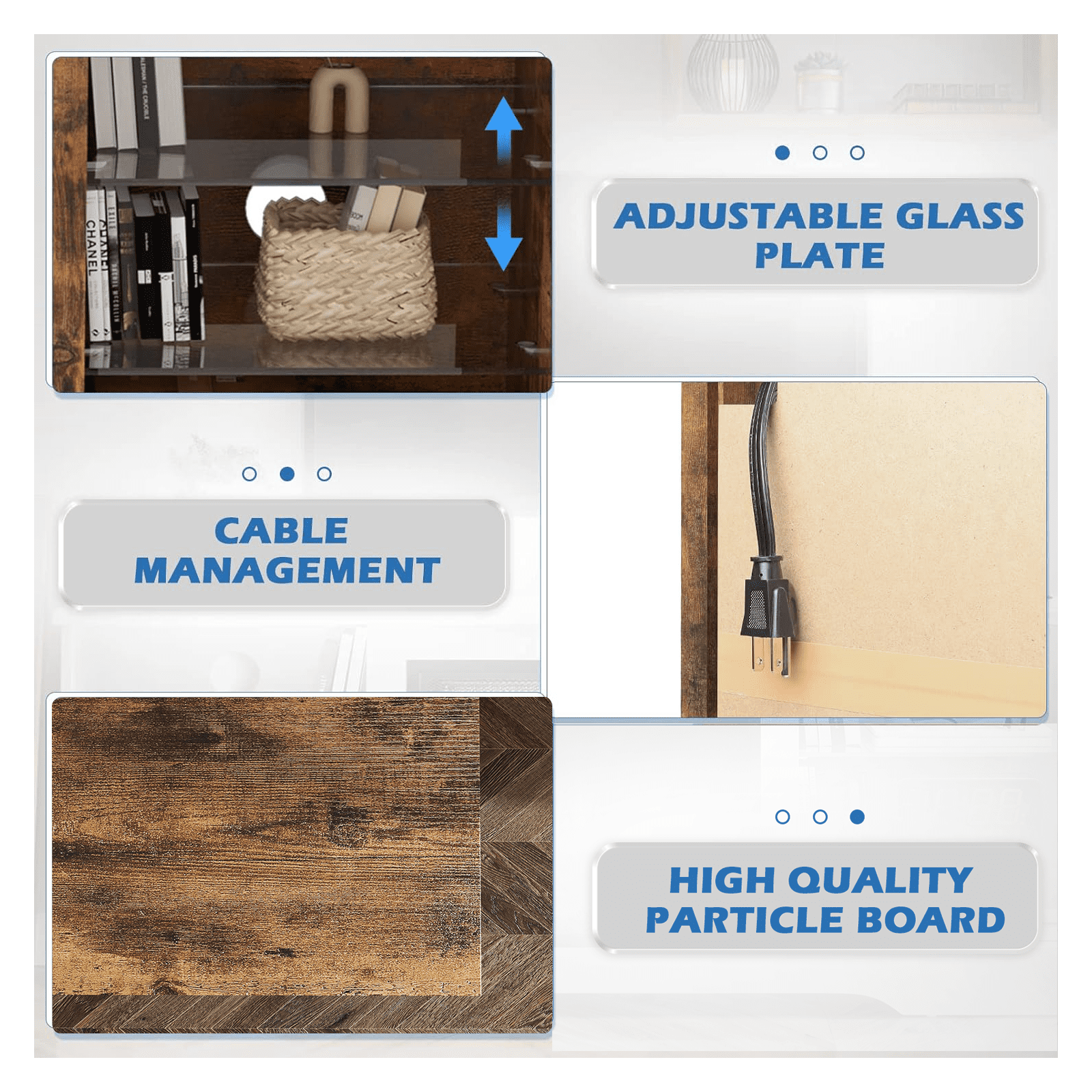 Waleaf Fireplace TV Stand with 18'' Fireplace for TVs up to 65 inch, Two Adjustable Glass Shelves