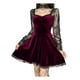thumbnail image 2 of Vestido de mujer, escote corazón, malla, manga larga, cintura alta, color sólido, ajustado, dobladillo suelto XBTCLXEBCO XL;Morado, 2 of 4