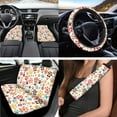 thumbnail image 2 of Jeiento Dog Paw Print Car Seat Cover Full Set 17 Pcs Car Floor Mats Steering Wheel Cover Seatbelt Cover Armrest Cover Cup Coasters Key Chain Lipstick Holder Automotive Interior Accessories Set, 2 of 7